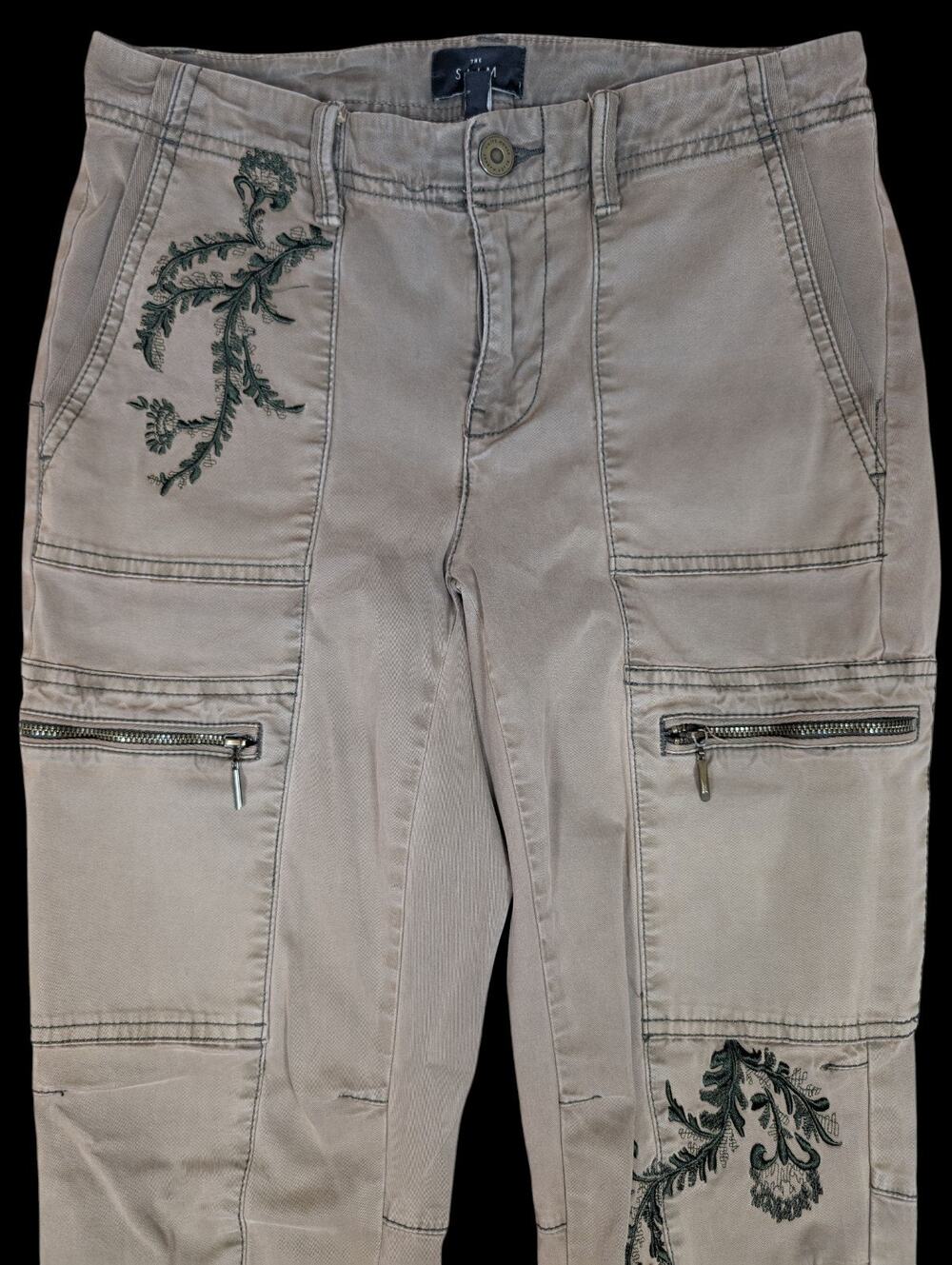 Khaki Gorpcore Straight Crop Low Rise Cargo Utility Pants Women's Size 0 (28")